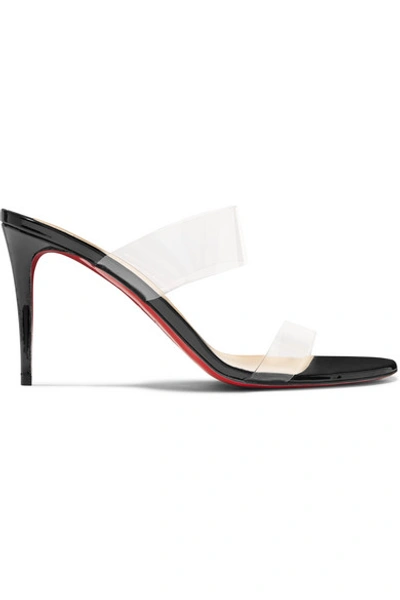 Shop Christian Louboutin Just Nothing 85 Pvc And Patent-leather Mules In Black