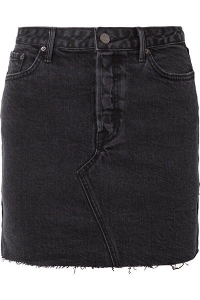 Shop Grlfrnd Blaire Frayed Denim Mini Skirt In Mid Denim
