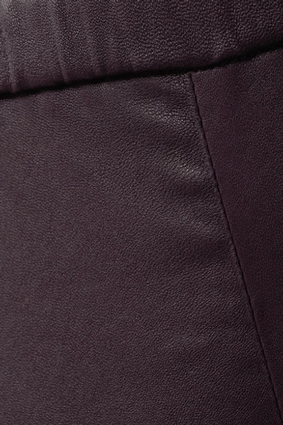 Shop Michael Michael Kors Leather Leggings In Purple