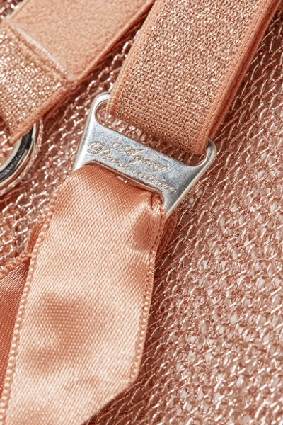 Shop Agent Provocateur Phoebe Metallic Stretch-mesh Suspender Belt In Antique Rose