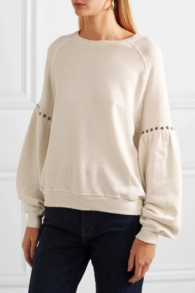 Shop The Great The Bishop Studded Cotton-jersey Sweatshirt In Cream