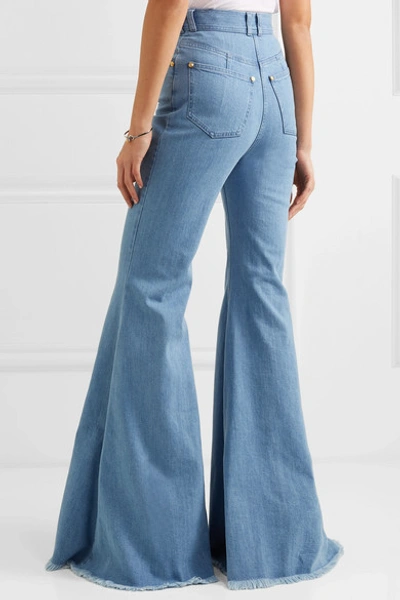 Shop Balmain High-rise Flared Jeans In Light Blue