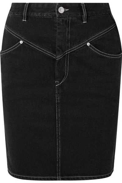 Shop Isabel Marant Lorine Denim Skirt In Black