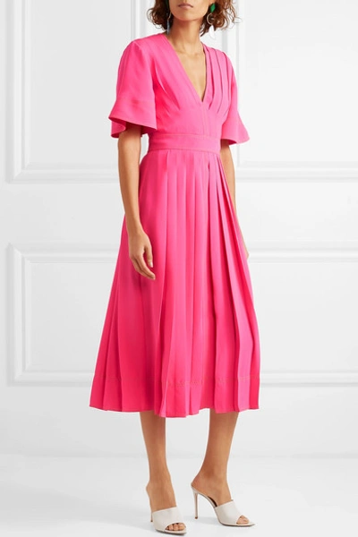 Shop Roksanda Pleated Silk-crepe Midi Dress