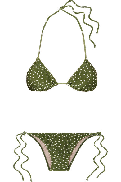 green and white polka dot bikini