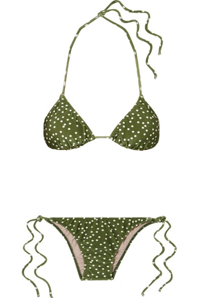 Shop Adriana Degreas Mille Punti Polka-dot Bikini In Green