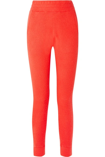 Shop The Elder Statesman Cashmere Track Pants In Tomato Red