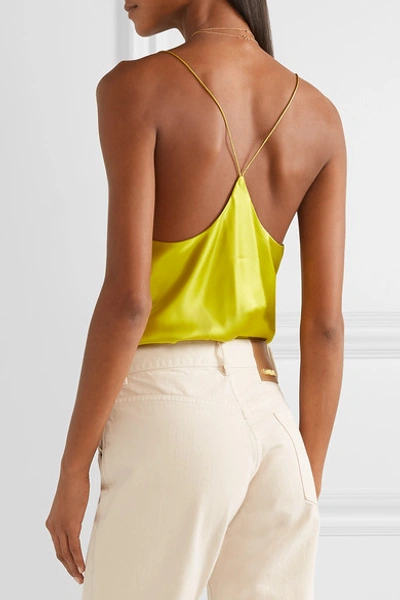 Shop Alix Lewis Charmeuse And Stretch-jersey Bodysuit In Chartreuse