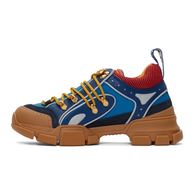 Shop Gucci Blue And Tan Flashtrek Sneakers In 4362 Blue