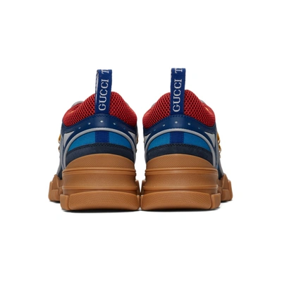 Shop Gucci Blue And Tan Flashtrek Sneakers In 4362 Blue