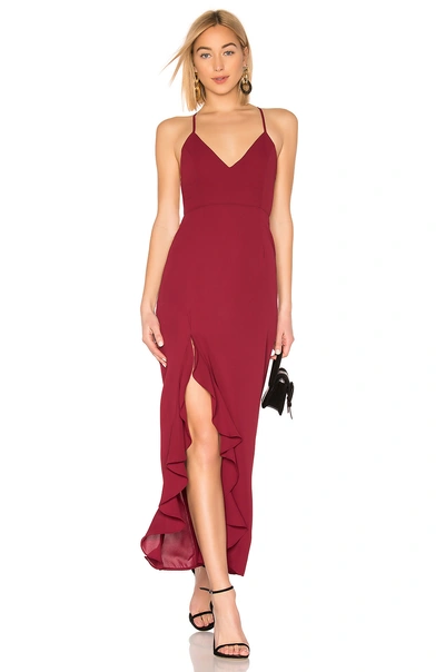Shop About Us Gwenth Ruffle Maxi In Wine