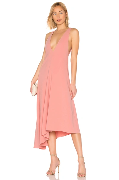 Shop Tibi V Neck Draped Dress In Pink Haze