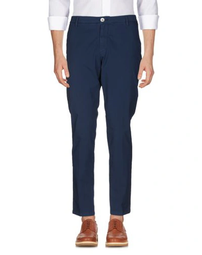 Shop Aglini Man Pants Navy Blue Size 30 Cotton, Elastane