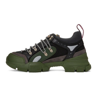 Shop Gucci Green And Grey Flashtrek Sneakers In 1262 Green