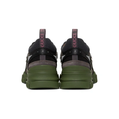 Shop Gucci Green And Grey Flashtrek Sneakers In 1262 Green