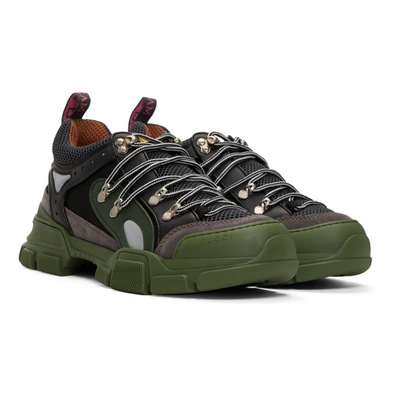 Shop Gucci Green And Grey Flashtrek Sneakers In 1262 Green