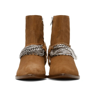 Shop Amiri Brown Suede Western Chain Boots In Brn Brown