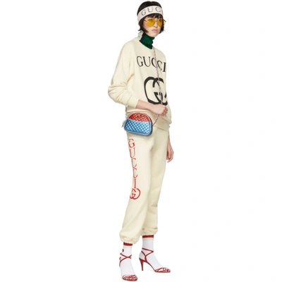 Shop Gucci Off-white Oversized Logo Sweatshirt In 9524 White