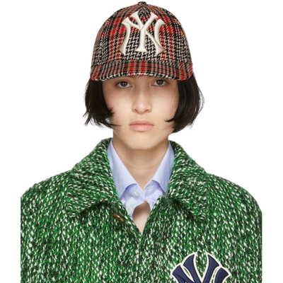 Shop Gucci Multicolor Ny Yankees Edition Plaid Patch Cap In 6800 Powder