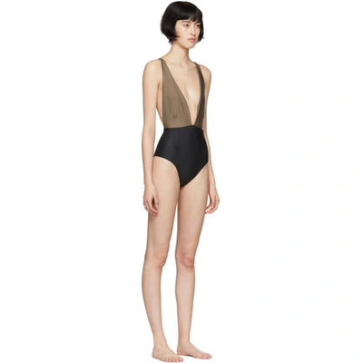 Shop Haight Black And Taupe Marina One-piece Swimsuit In Taupe/black