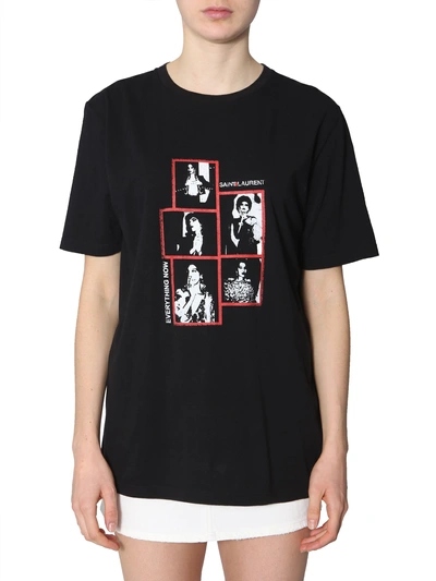 Shop Saint Laurent Cotton T-shirt In Black