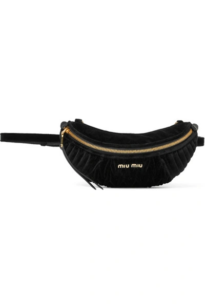 Shop Miu Miu Convertible Matelassé Velvet Belt Bag In Black