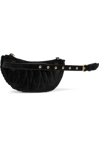 Shop Miu Miu Convertible Matelassé Velvet Belt Bag In Black