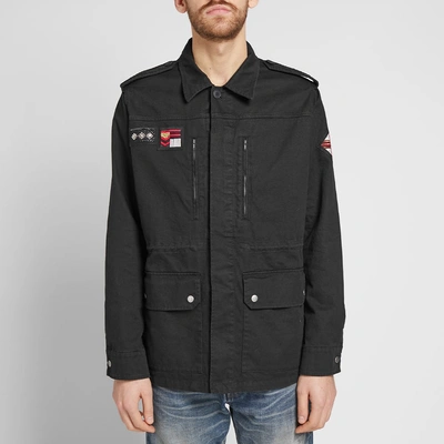 Shop Saint Laurent Patch Military Jacket In Black