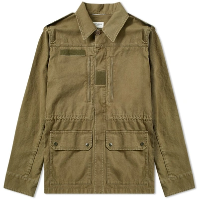Shop Saint Laurent Patch Military Jacket In Green