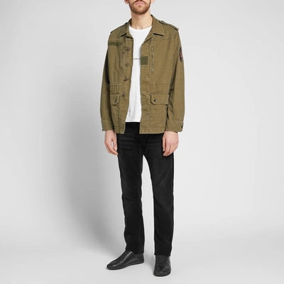 Shop Saint Laurent Patch Military Jacket In Green