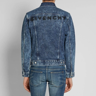 Shop Givenchy Logo Denim Jacket In Blue