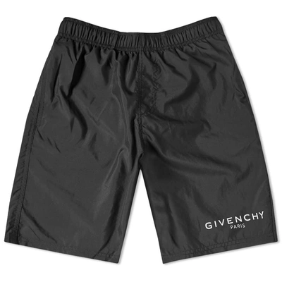 Shop Givenchy Logo Long Swim Short In Black