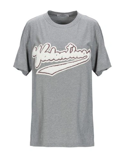 Shop Valentino Garavani Woman T-shirt Light Grey Size L Cotton, Wool, Polyester, Metallic Fiber