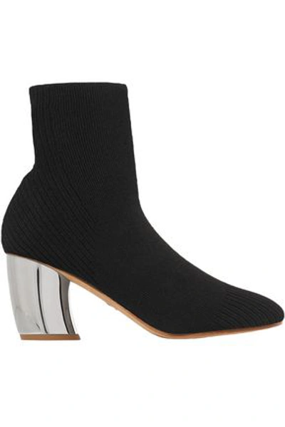 Shop Proenza Schouler Ribbed-knit Sock Boots In Black