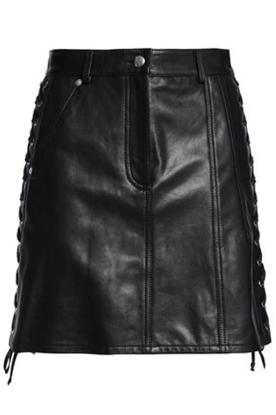 Shop Mcq By Alexander Mcqueen Mcq Alexander Mcqueen Woman Lace-up Leather Mini Skirt Black