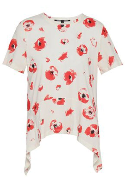 Shop Proenza Schouler Woman Floral-print Slub Cotton-jersey T-shirt Ivory