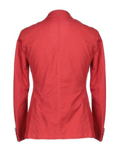 Shop Paoloni Man Blazer Red Size 44 Cotton, Linen, Elastane