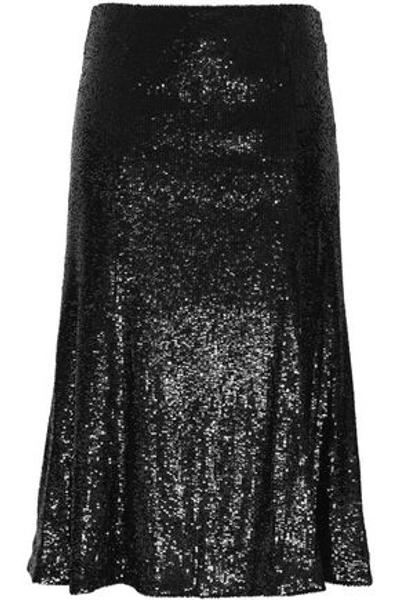 Shop A.l.c Woman Braxton Sequined Mesh Midi Skirt Black