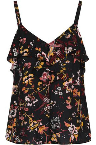 Shop A.l.c . Woman Floral-print Silk Crepe De Chine Camisole Black