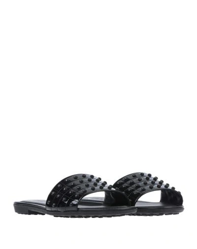 Shop Tod's Woman Sandals Black Size 7 Soft Leather, Textile Fibers