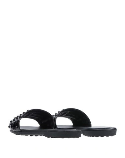 Shop Tod's Woman Sandals Black Size 8 Soft Leather, Textile Fibers