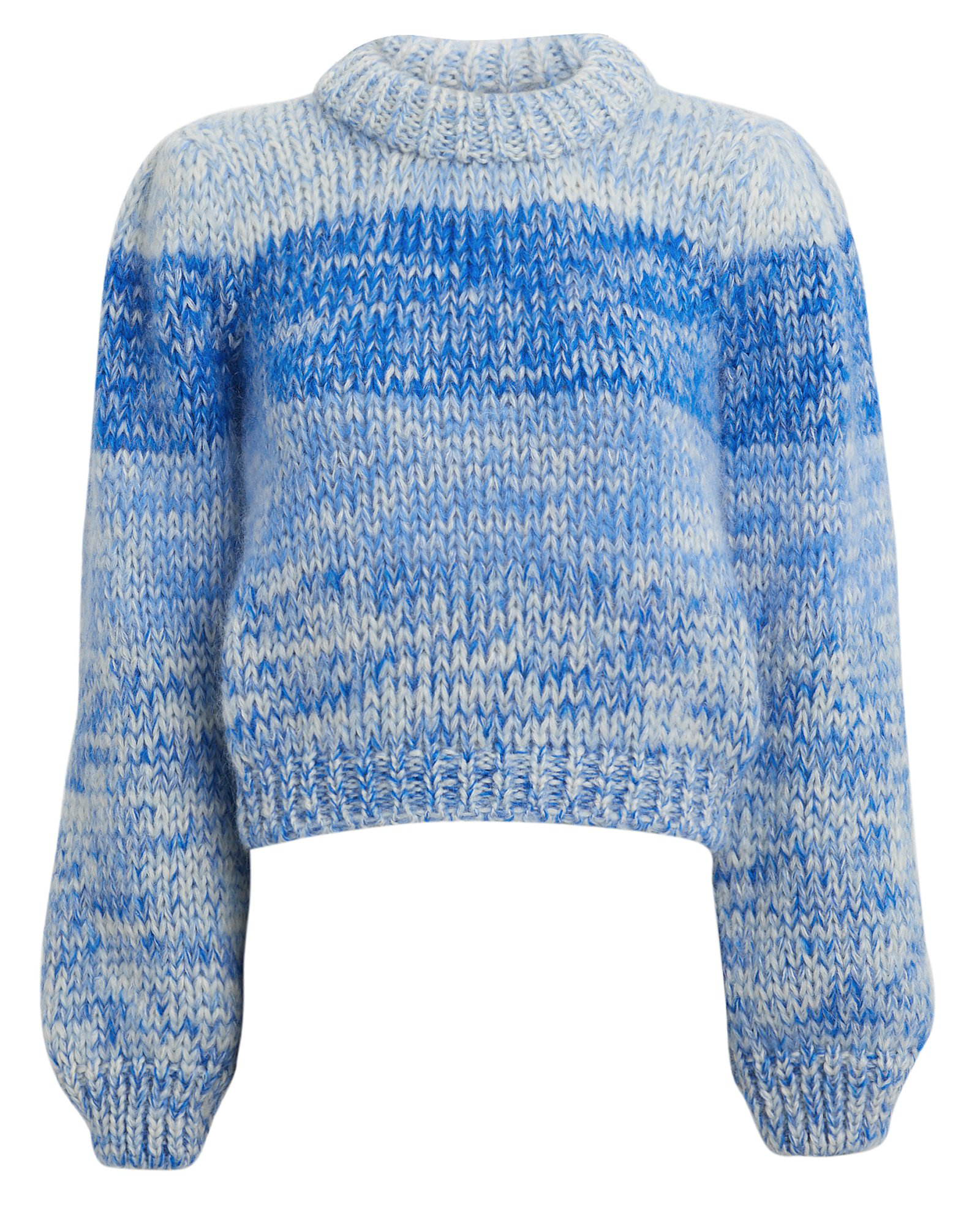 Ganni Striped Mohair And Wool-blend Sweater In Blue | ModeSens