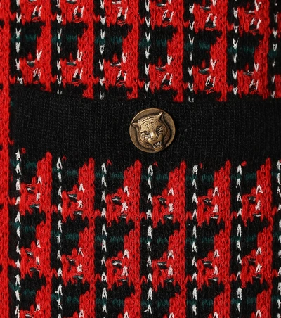 Shop Gucci Geometric Jacquard Cardigan In Red