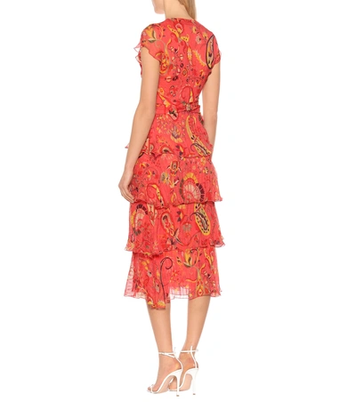 Shop Etro Paisley Silk Chiffon Dress In Red