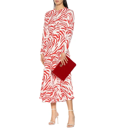 Shop Msgm Printed Midi Dress In Red