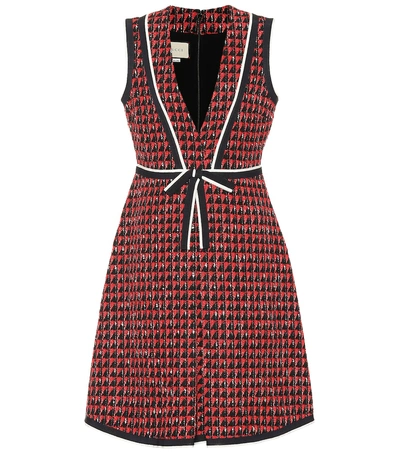 Shop Gucci Geometric Tweed Dress In Red