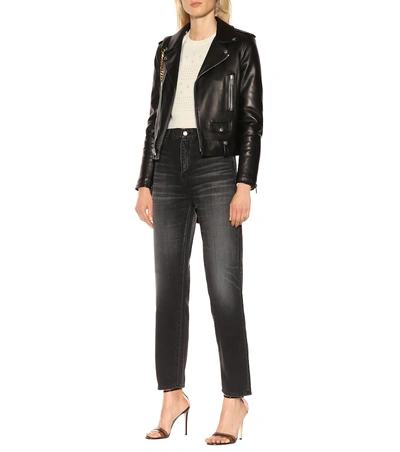 Shop Saint Laurent High-rise Straight-leg Jeans In Black