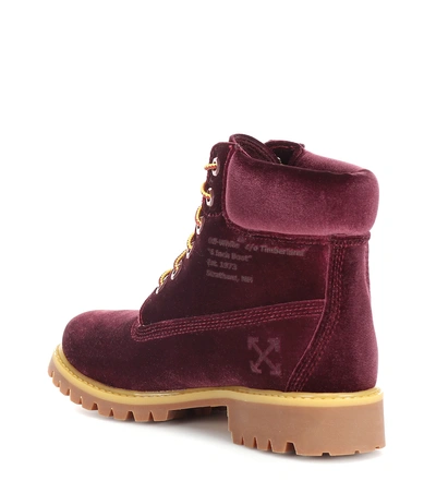 Shop Off-white X Timberland Velvet Ankle Boots In Purple