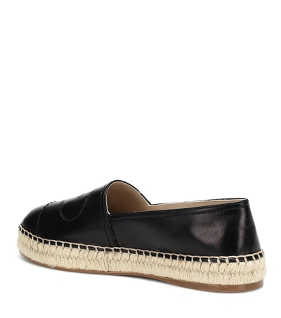 Shop Prada Logo-embossed Leather Espadrilles In Black