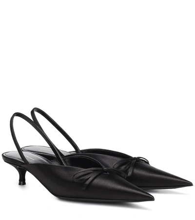 Shop Balenciaga Knife Satin Slingback Pumps In Black